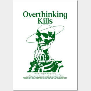 Overthinking Kills - Skull illustration Posters and Art